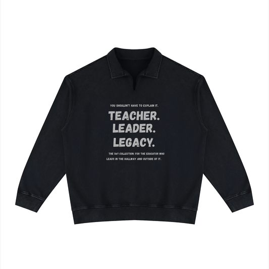 Unisex Vintage Wash Collared Sweatshirt